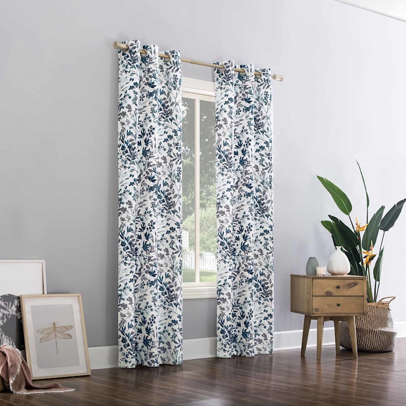 Joanna Blue Thermal Lined Blackout, Lined Curtain Panels With Grommets