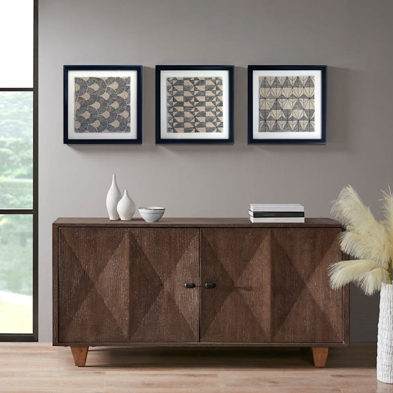 Glass Framed Embroidered Wall Art, 19" At Home