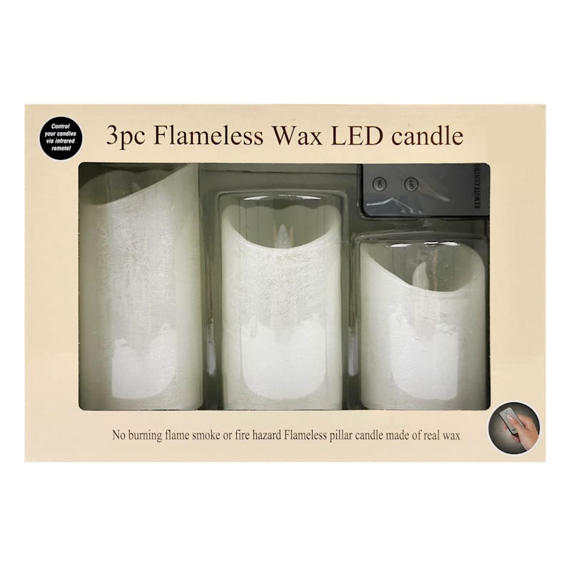 Set Of 3 3X4 3X5 3X6 Led Wax Bevel Connection Candles Pearl White