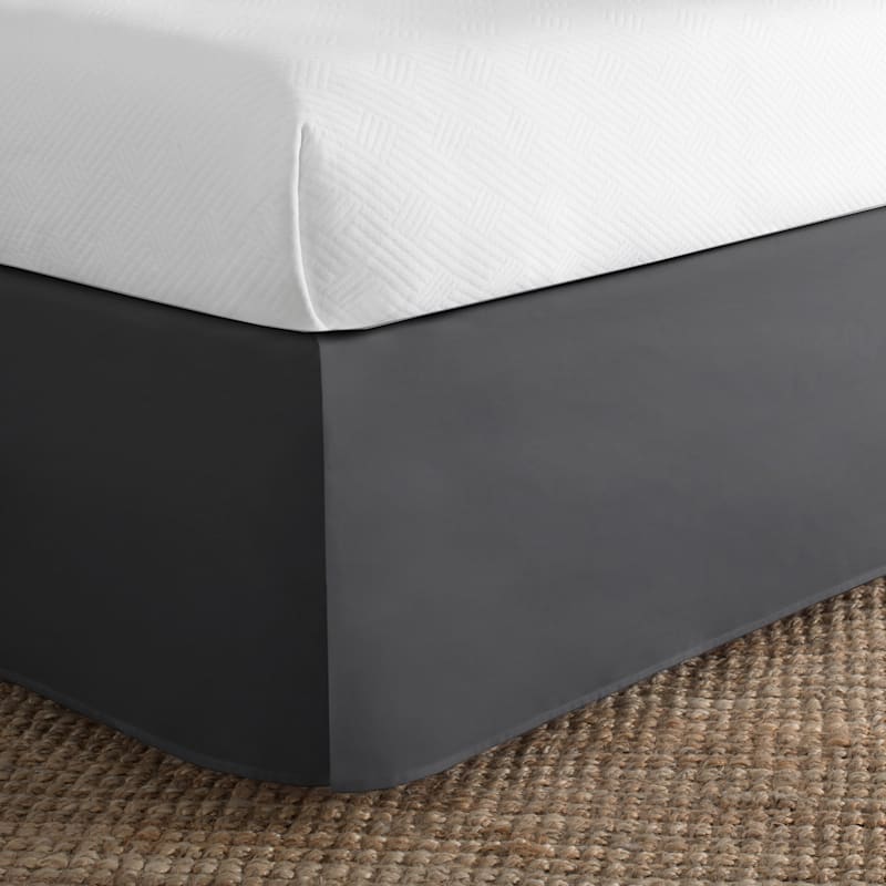 Grey Pleated Bed Skirt, King