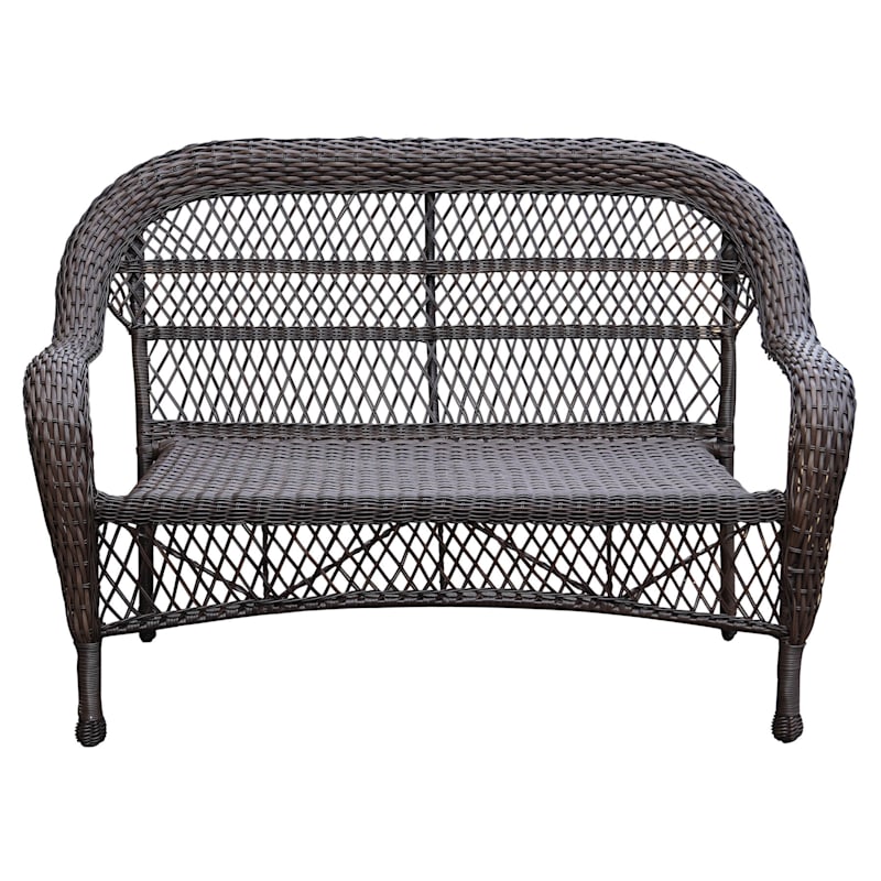 Outdoor Wicker Settee Sofa Brown