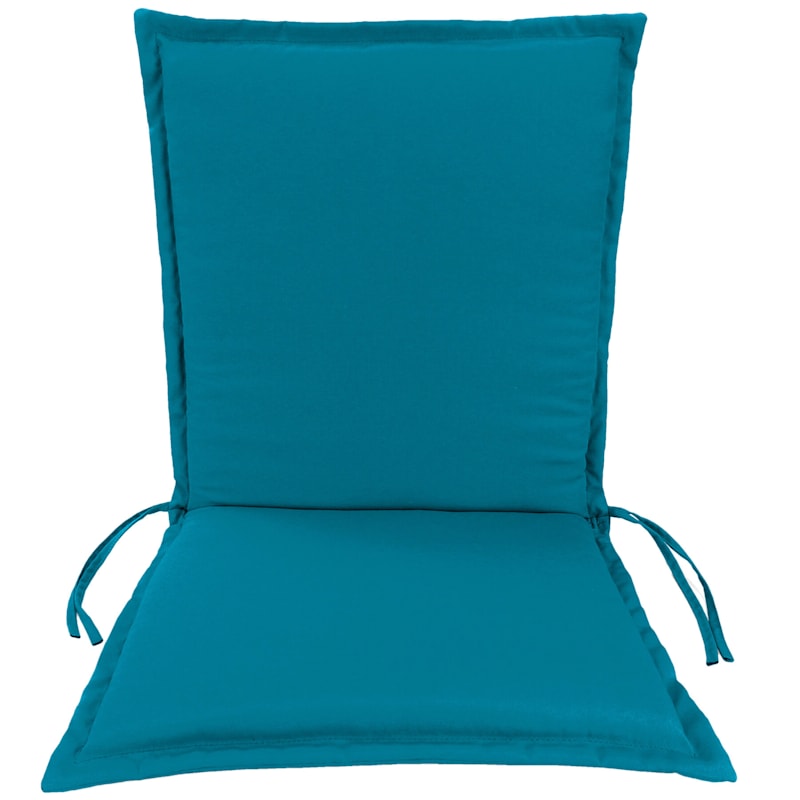 Turquoise Canvas Outdoor Chair Cushion with Flange