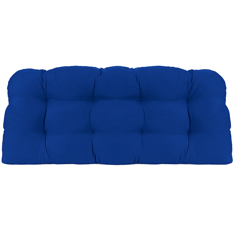 Cobalt Blue Canvas Outdoor Wicker Settee Cushion