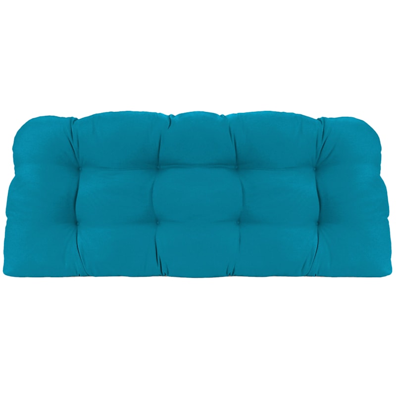 Turquoise Canvas Outdoor Wicker Settee Cushion