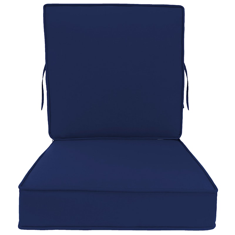 2-Piece Navy Canvas Outdoor Gusseted Deep Seat Cushion