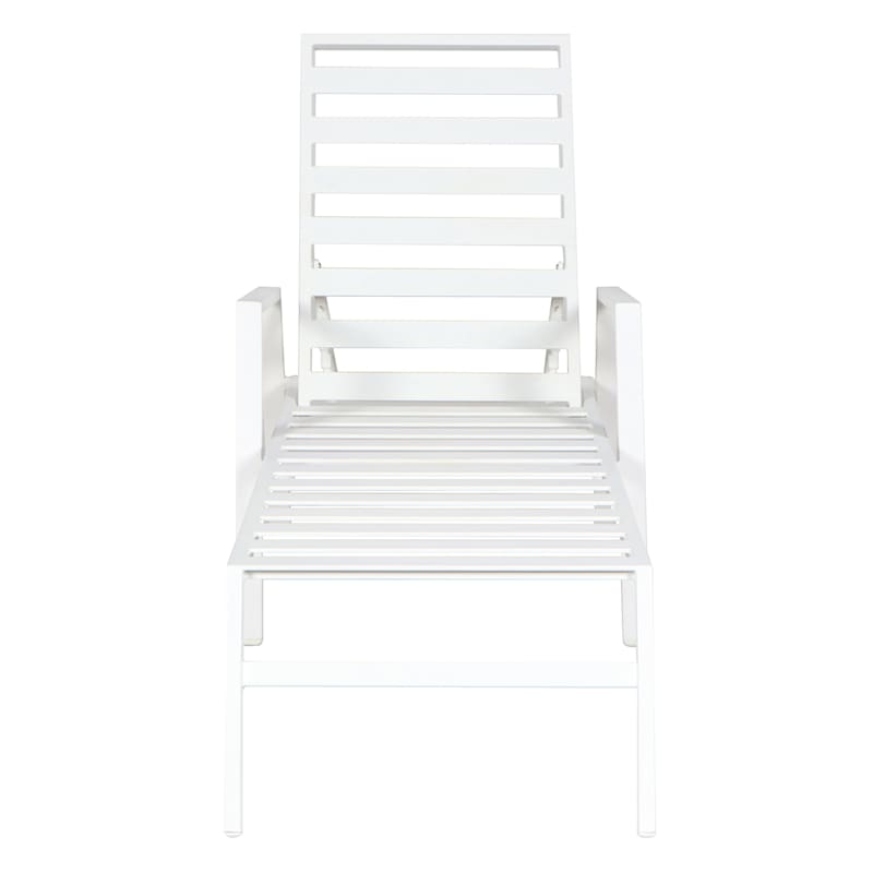 Grammercy Steel Slat Outdoor Chaise Lounge Chair, White