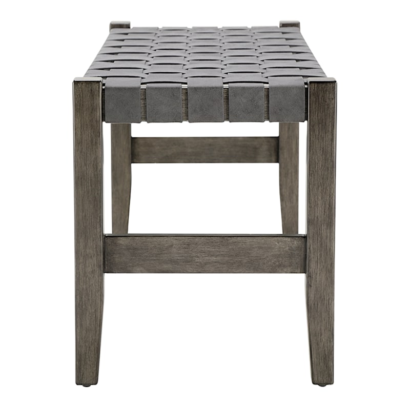 Dark Grey Leather Strap Bench At Home
