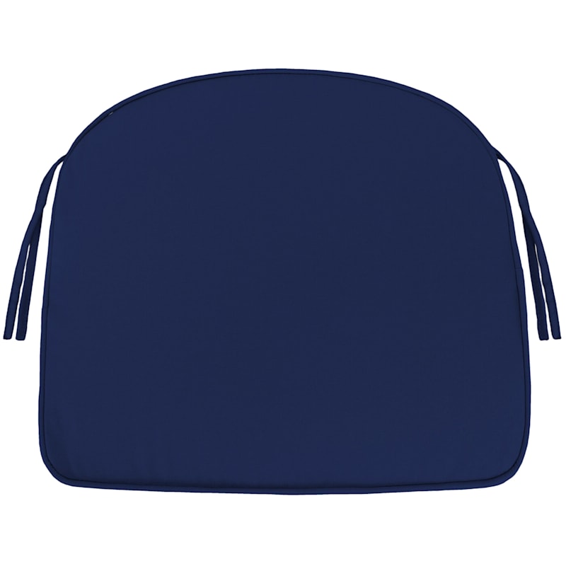 Navy Canvas Outdoor Gusseted Curved Back Seat Cushion