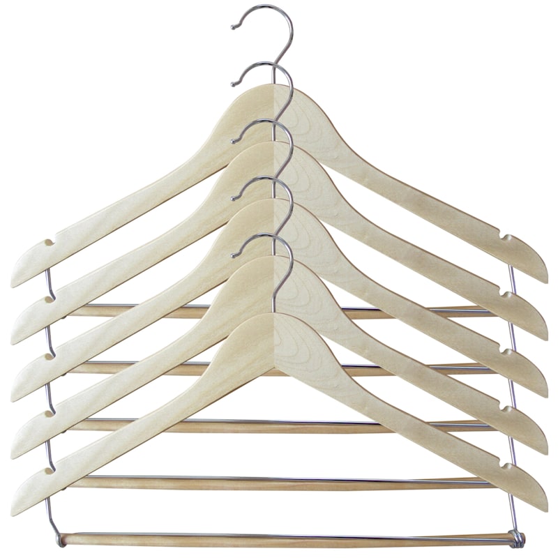 Wood Natural 5-Piece Suit Hanger/Bar