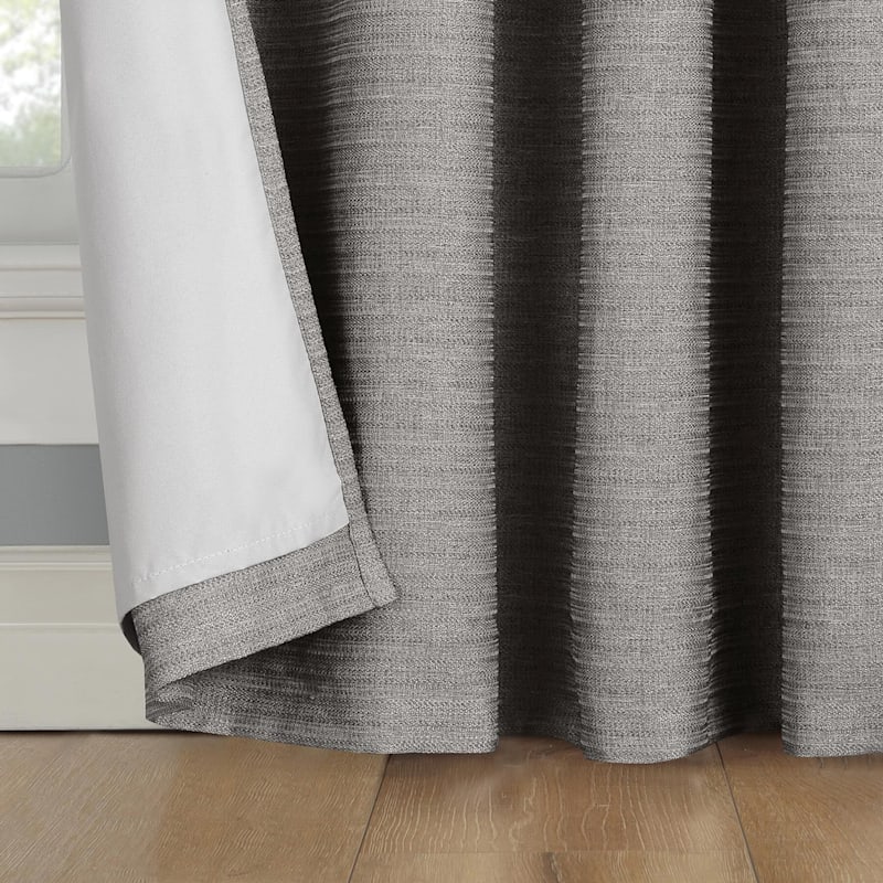 Sun Zero Soraya Grey Thermal Lined Rod Pocket Blackout Curtain Panel, 63"