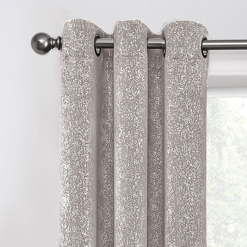 2Pack Metallic Grey Blackout Grommet Curtain Panels, 63" At Home