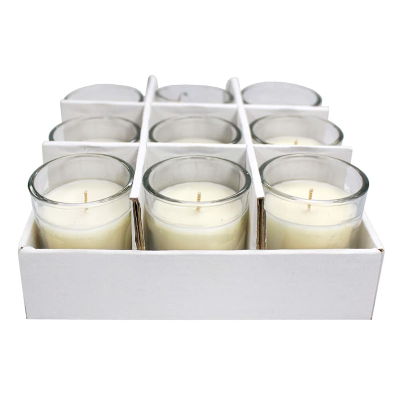 9-Pack Vanilla Ivory Glass Votive Candles