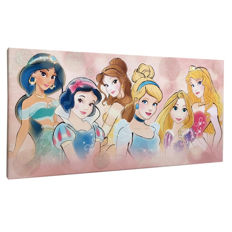 12x24 Disney Princess Canvas With, Disney Princess Led Light Up Canvas Wall Art