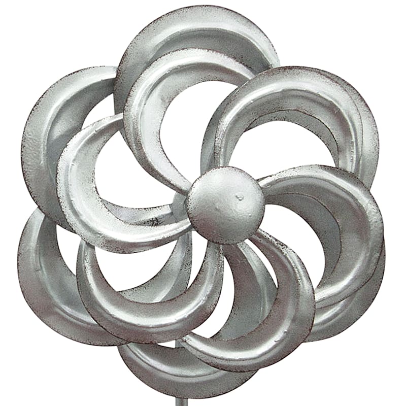 Flower-Look Galvanized Metal Wind Spinner, 36"