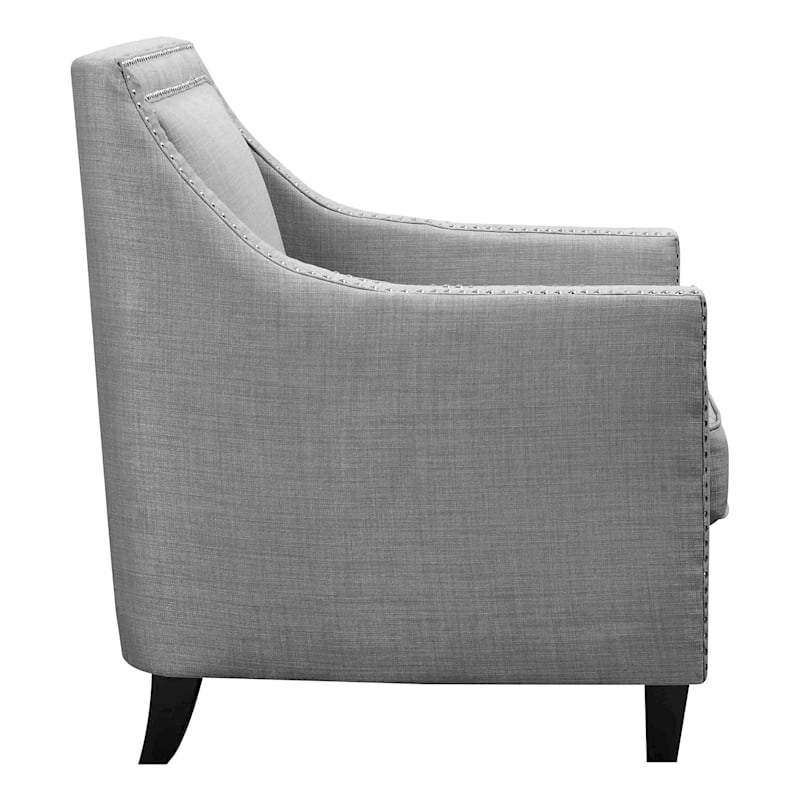 Erica Grey Accent Chair with Nailhead Trim