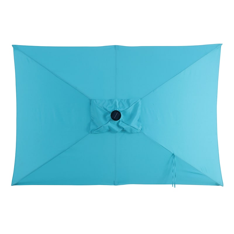 Rectangular Turquoise Outdoor LED Aluminum Umbrella, 6.5x10