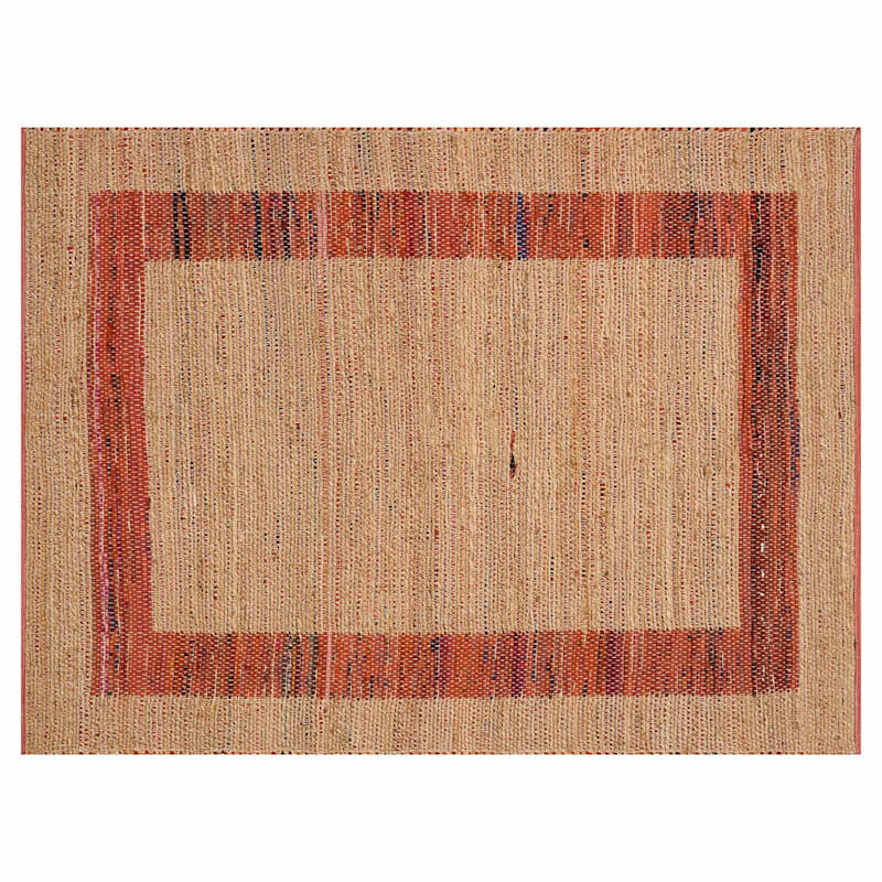 (B314) Henning Hand Woven Cotton Blend Red Chindi Area Rug, 5x7