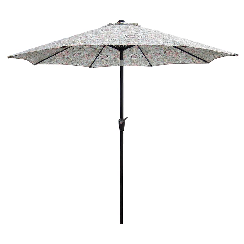 Steel Calista Opal Round Crank And Tilt Outdoor Umbrella, 9'