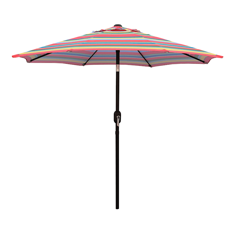 Multicolor Striped Outdoor Crank & Tilt Steel Umbrella, 7.5'