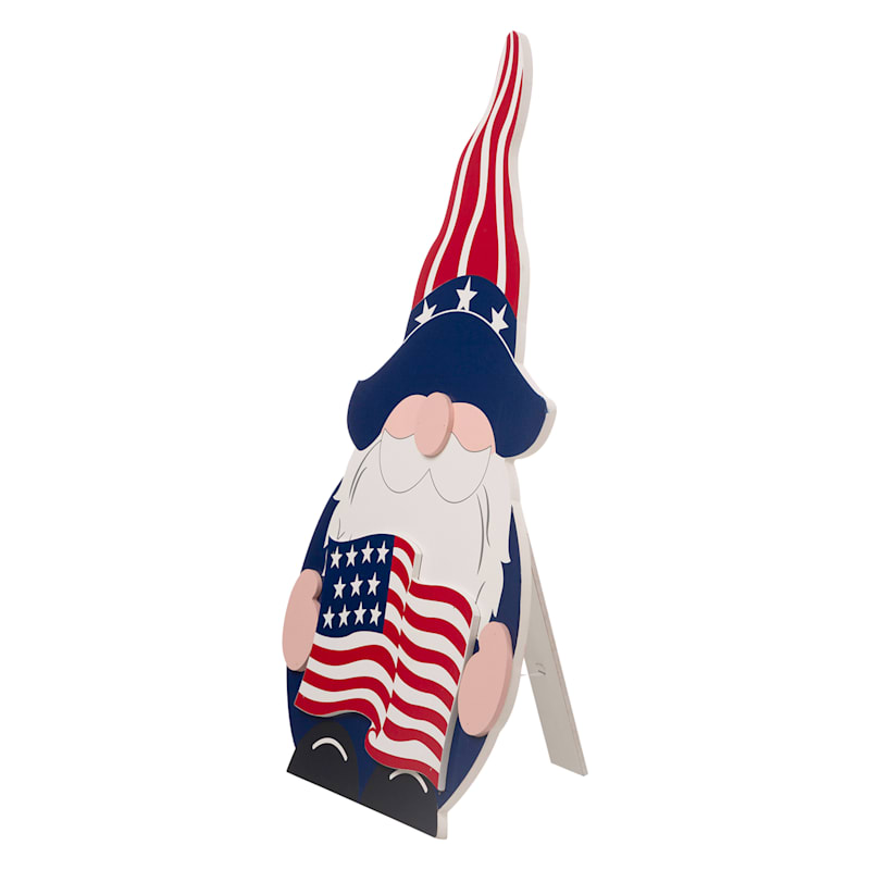 Wooden Uncle Sam Gnome Leaner, 24"