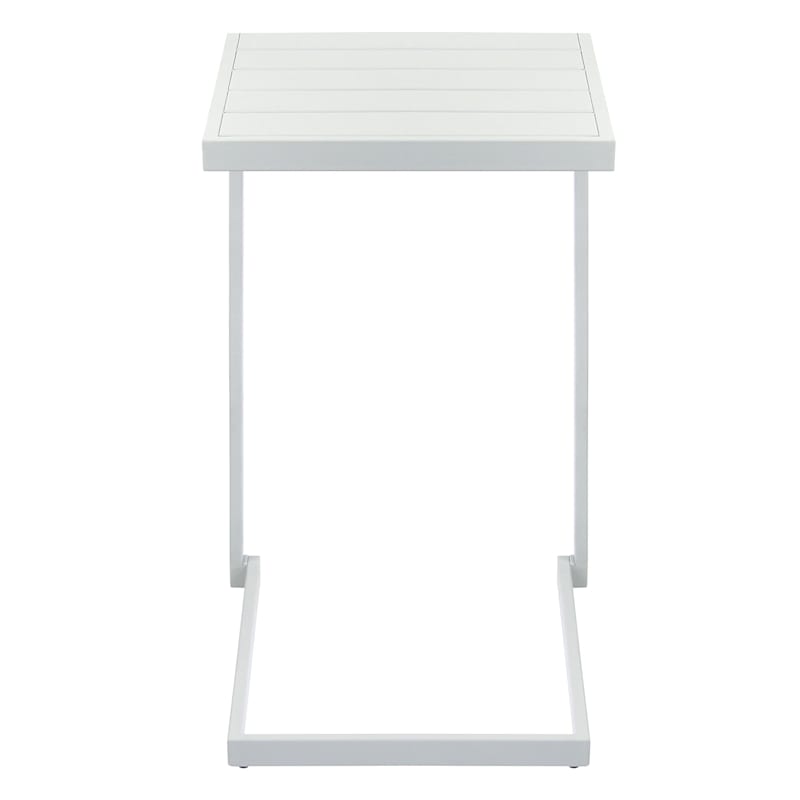 Crosby St. Grammercy Outdoor Steel Slat C Table White