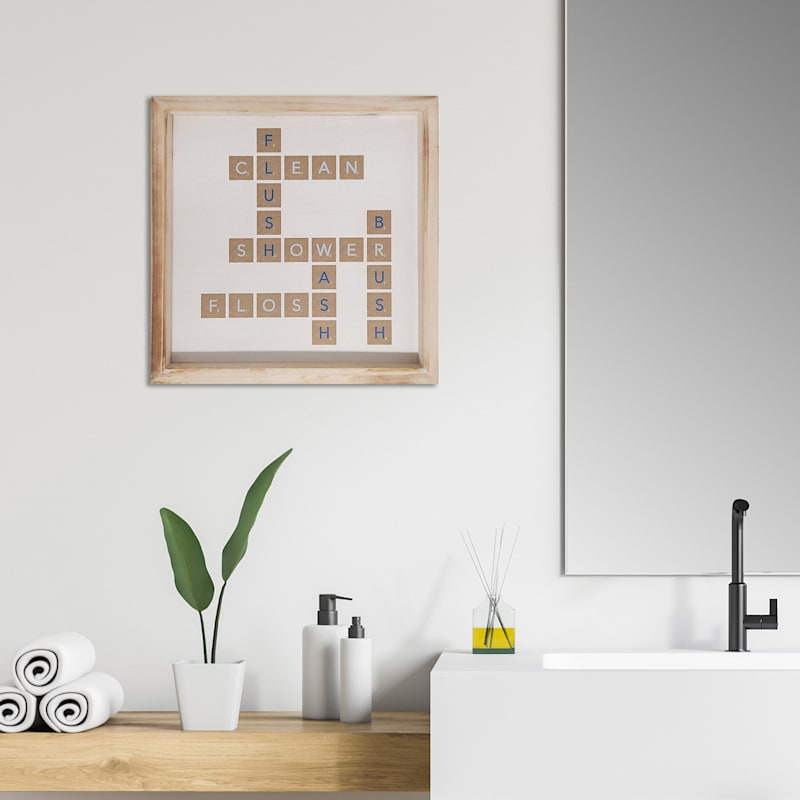 Bathroom Crossword Framed Wall Art 12 