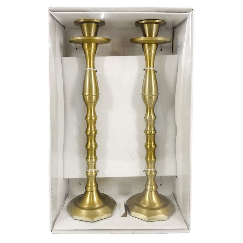 2-Piece Satin Taper Candle Holder, 12"