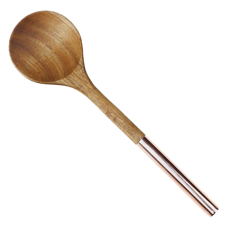 Set of 2 Acacia Wooden Spoon with Metal Handle