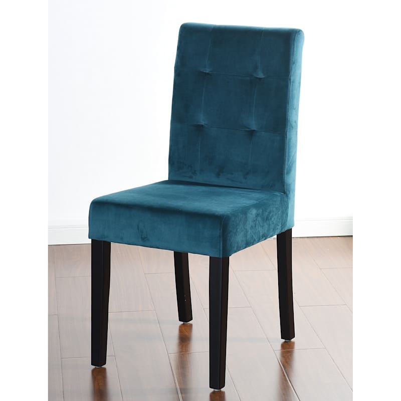 Madden 4 Tuft Aqua Velvet Dining Chair, Tufted Aqua Blue Velvet Sofa