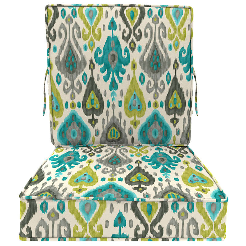 2-Piece Turquoise Paso Outdoor Gusseted Deep Seat Cushion
