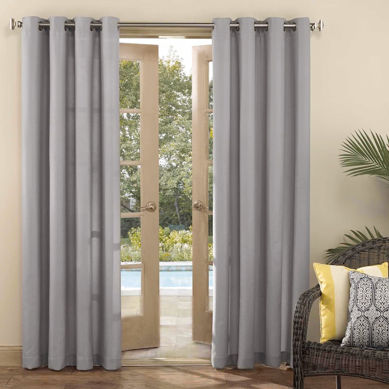Sun Zero Darian Gray Outdoor Light Filtering Curtain Panel, 95"