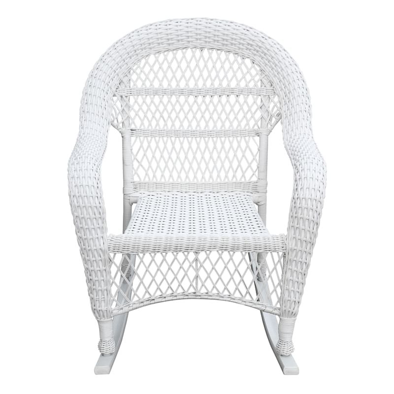 White Outdoor Wicker Rocking Chair