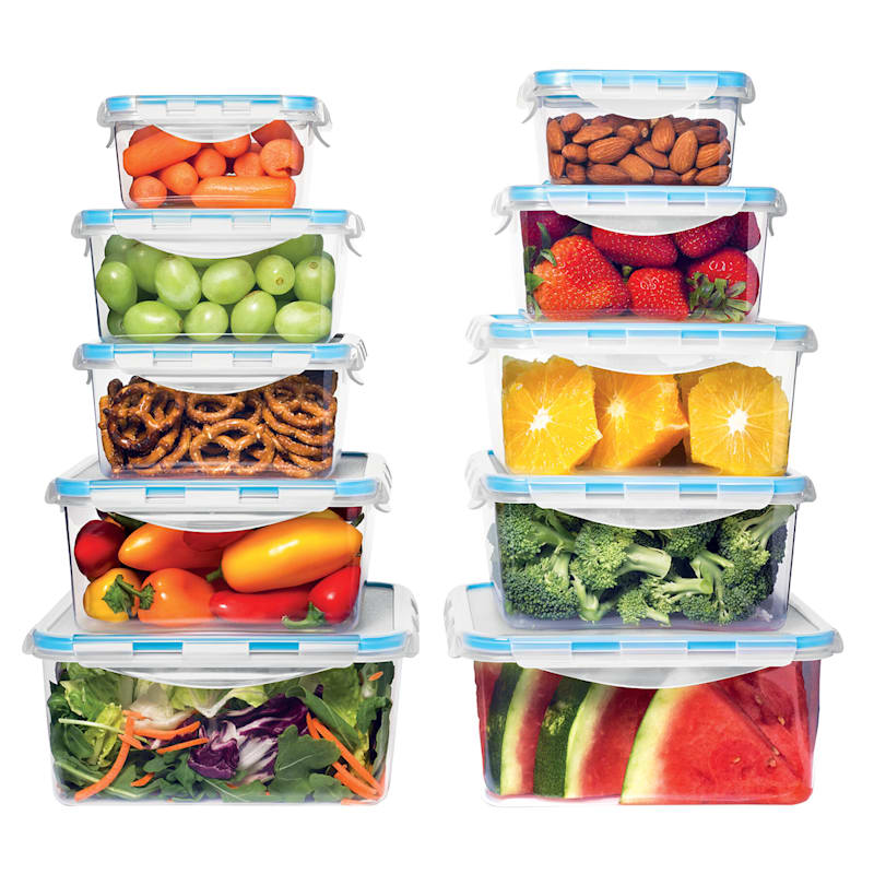 at Home Square Food Storage with Light Grey Lids (20 ct)