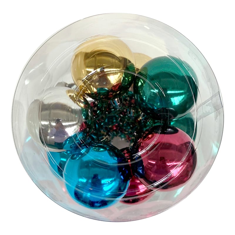 50-Count Retro Multicolor Mix Shiny Shatterproof Ornaments