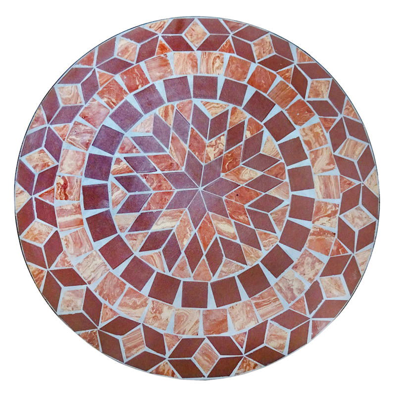 Handmade 28in. Round Terracotta Outdoor Mosaic Tile Top Bistro Table