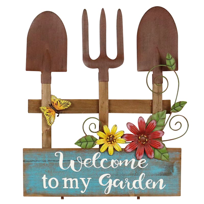 Welcome Garden Tools Wood & Metal Yard Stake, 24"