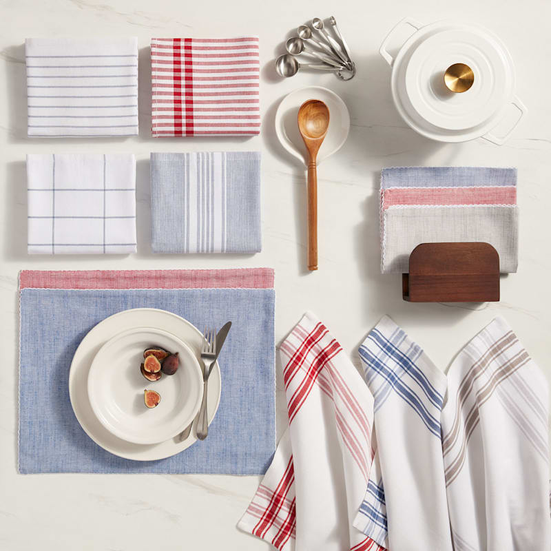 Set of 3 Bistro Red Assorted Kitchen Towels