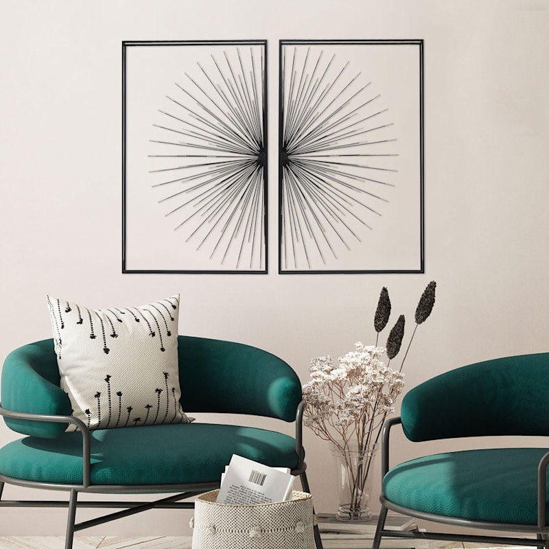 Framed Metal Half Burst Wall Decor, 20x31