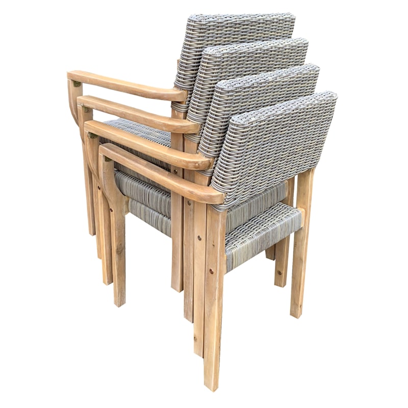 Park City Outdoor Wicker Wood Dining, Wooden Dining Chairs Outdoor