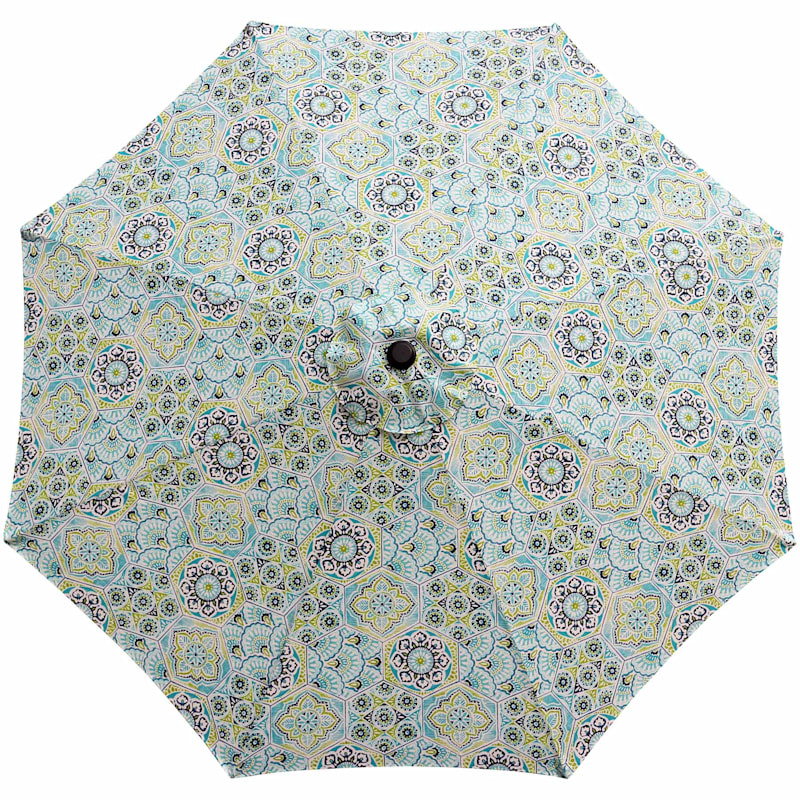 Calista Turquoise Outdoor Crank & Tilt Steel Umbrella, 9'