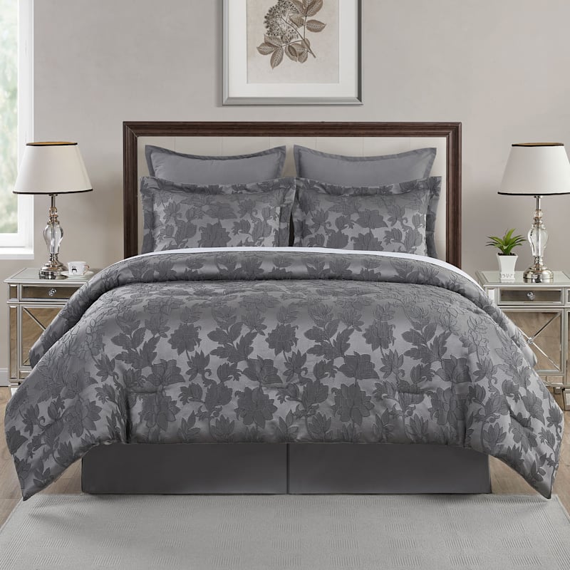 Jacobean 6-Piece Gray Comforter Set, King | At Home