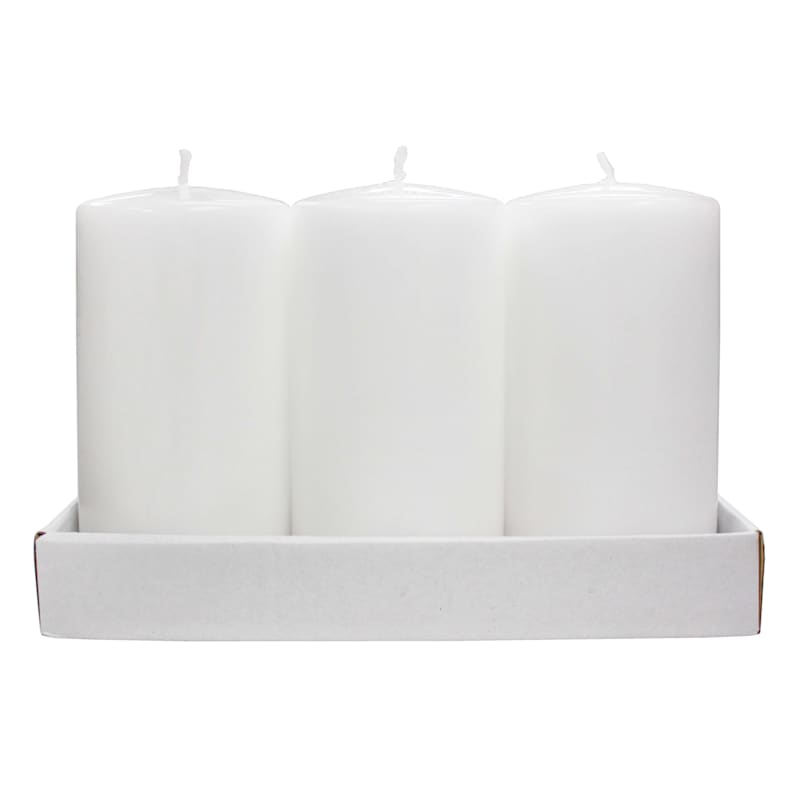 3-Pack White Unscented Overdip Pillar Candles, 5.5"