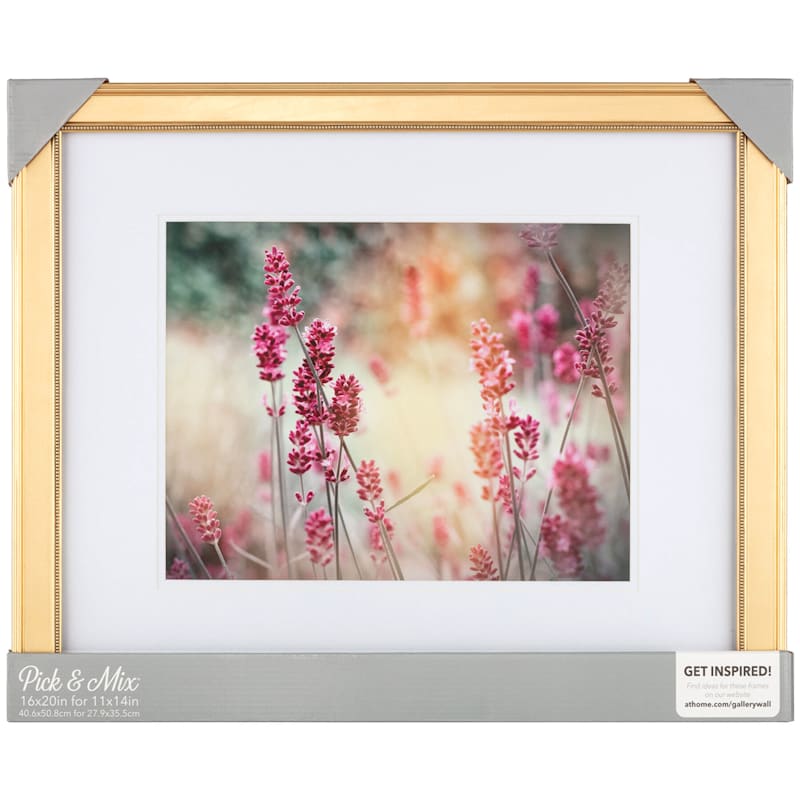 Pick & Mix 16x20 Matted to 11x14 Beaded Wall Frame, Gold