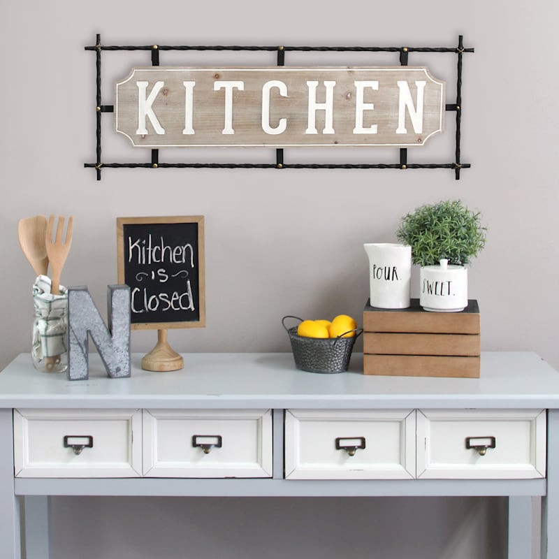 Kitchen Utensils Wall Decor with Metal Outlines - Bed Bath