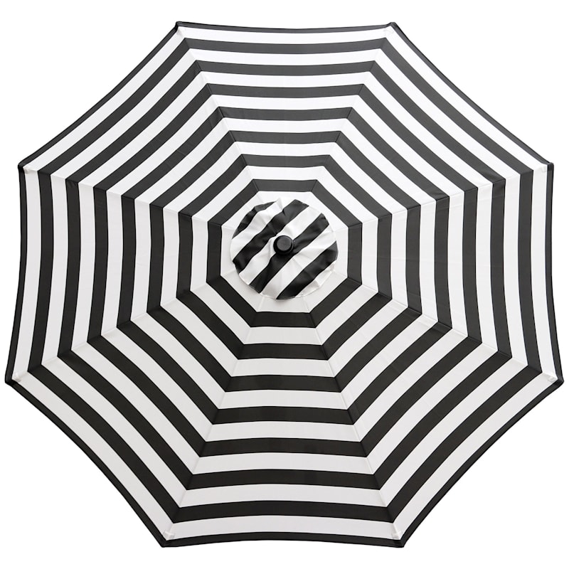 Gray Awning Striped Outdoor Crank & Tilt Steel Umbrella, 9'