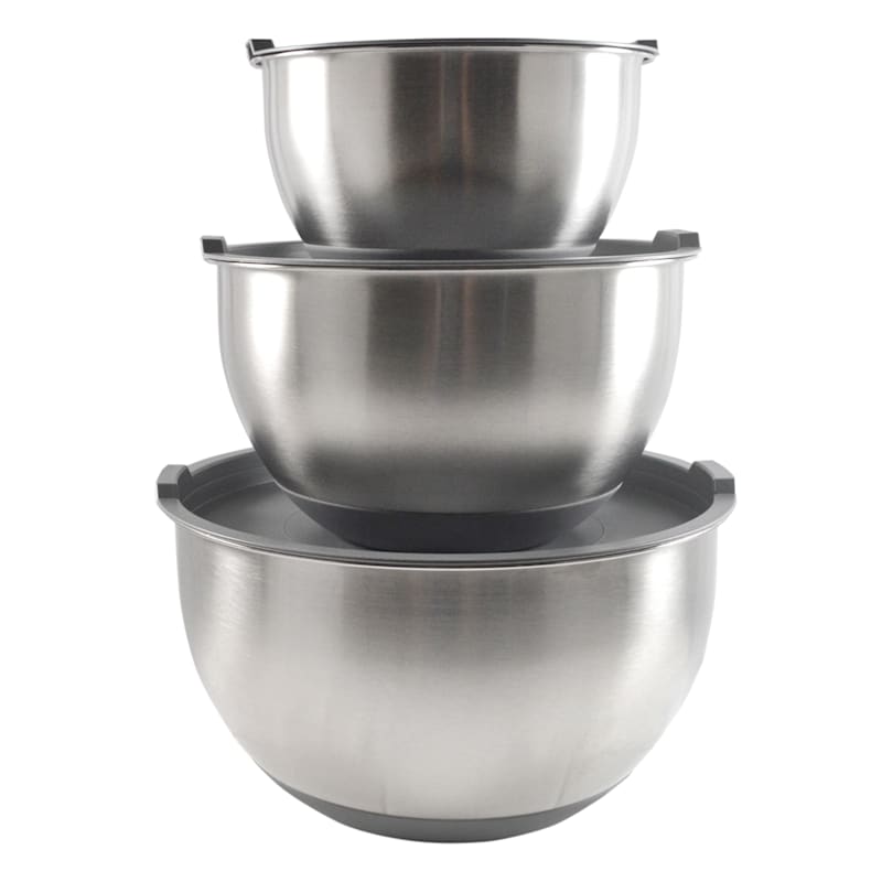 Prepology 3-pc Microwave- Safe Stainless Steel Mixing Bowls w/ Lids 