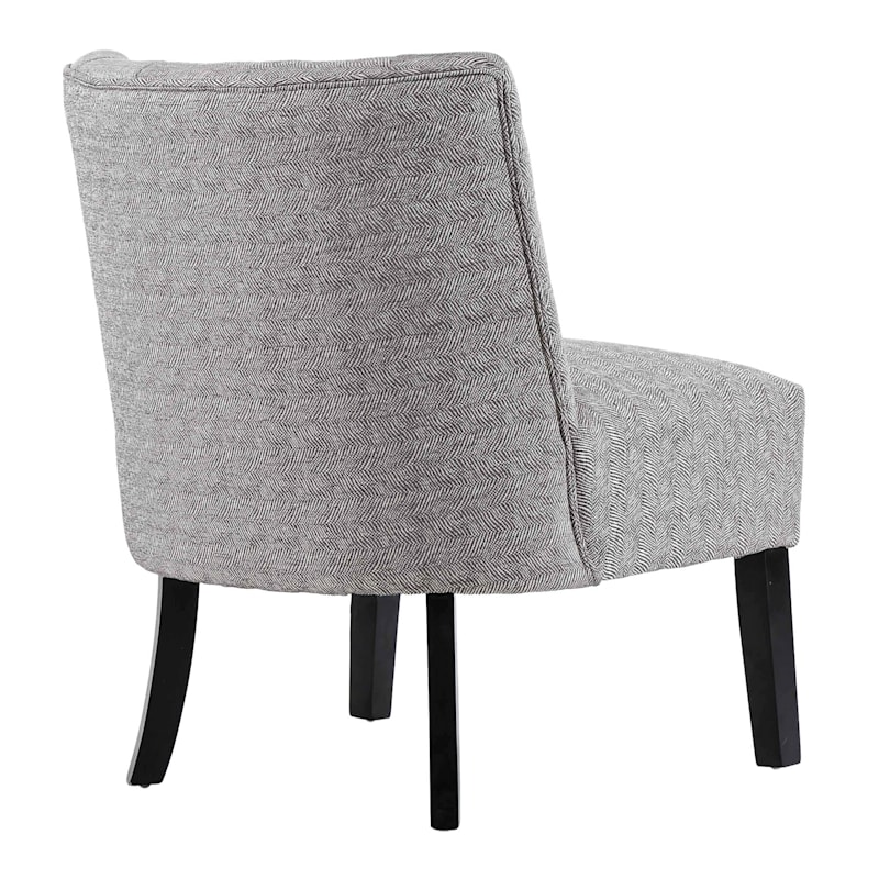 Rich Dark Grey Tufted Armless Accent Chair with Performance Fabric