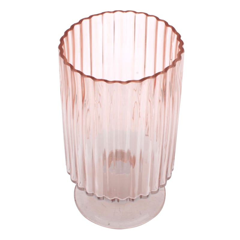 Pink Glass Hurricane Candle Holder, 9"