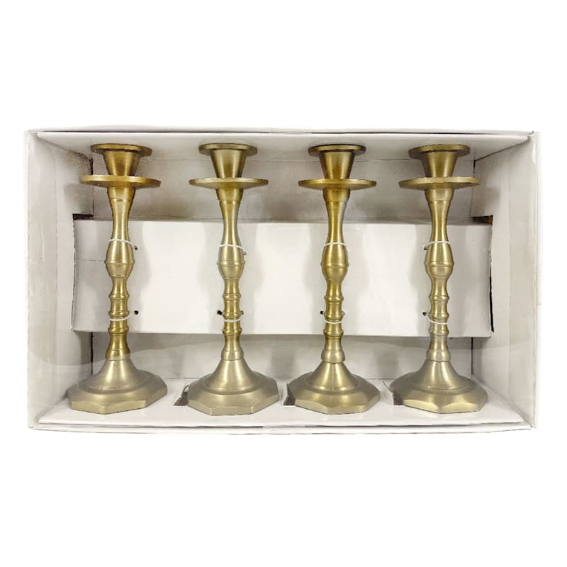 Set of 4 Satin Taper Candle Holders, 8"