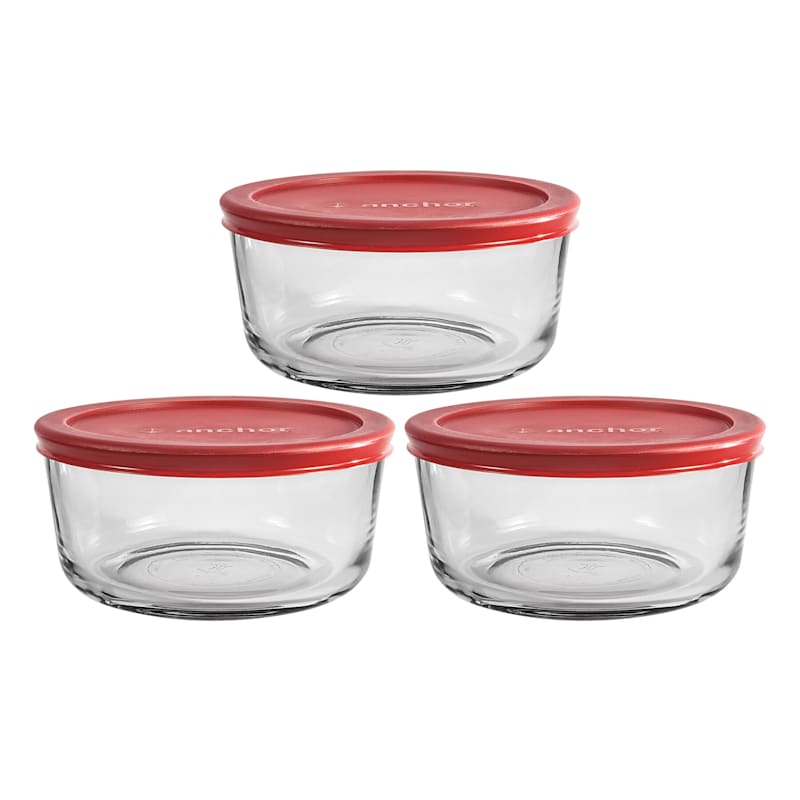 Cella Set of 6 1-Cup Glass Round Food Storage Set 